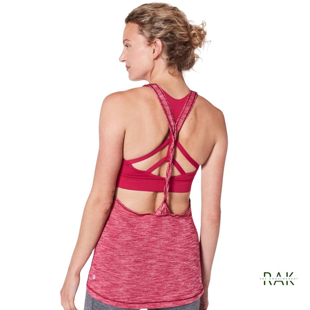 LULULEMON "Twist and Toil" Hthrd Ruby Red 2-in-1 Built-In Bra Tank | US 6 | $68